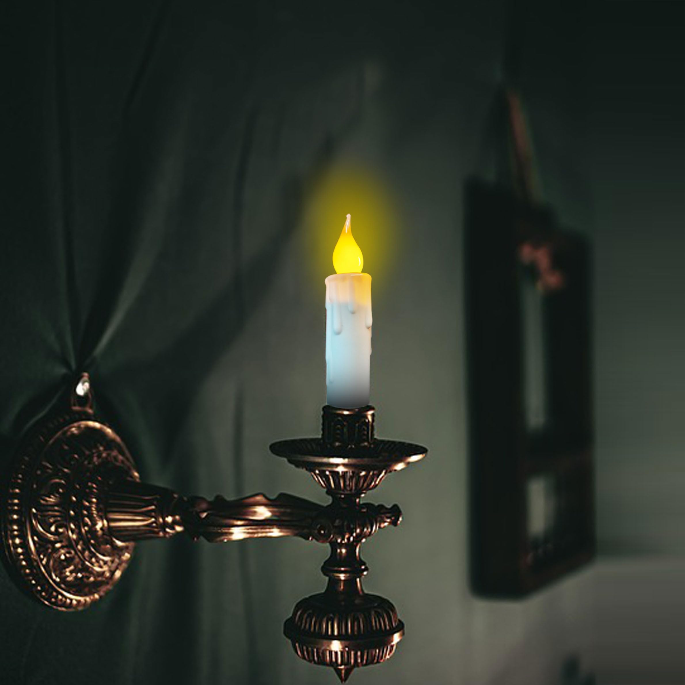 Flameless Short Taper Candles Battery Operated With Timer,White Battery Operated Taper Candles Flickering Flameless,6 Pcs Led Ca